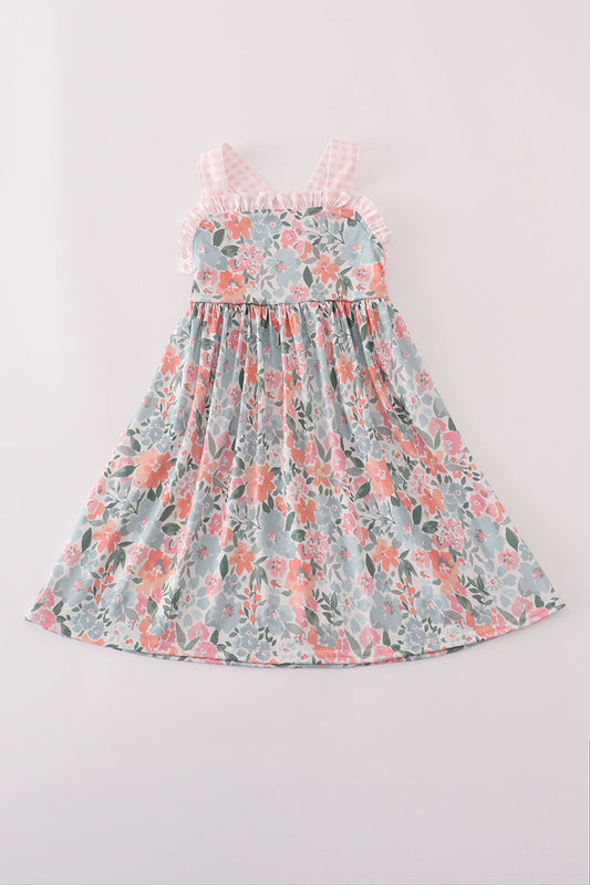 Green garden bloom ruffle dress