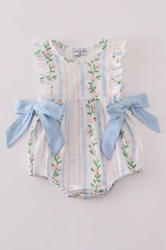 Blue floral print ruffle bubble